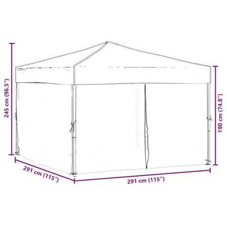 Partytent inklapbaar met zijwanden 3x3 m taupe