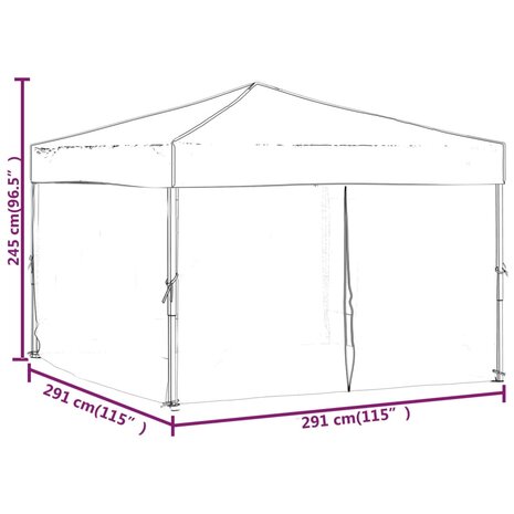 Partytent inklapbaar met zijwanden 3x3 m rood