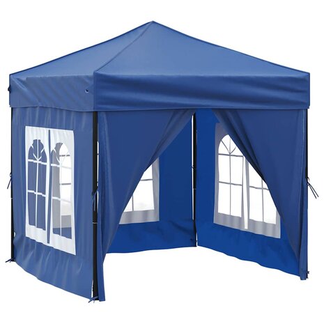 Partytent inklapbaar met zijwanden 2x2 m blauw