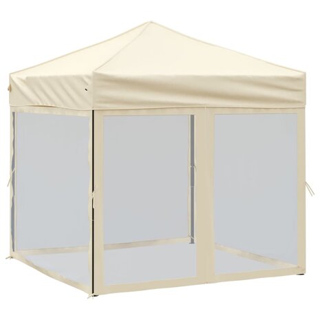 Partytent inklapbaar met zijwanden 2x2 m crèmekleurig