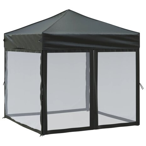 Partytent inklapbaar met zijwanden 2x2 m zwart