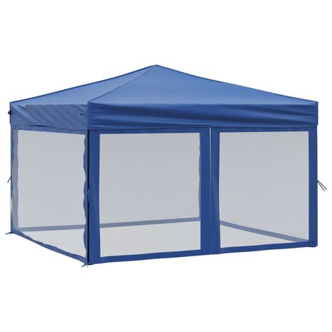 Partytent inklapbaar met zijwanden 3x3 m blauw