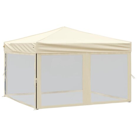 Partytent inklapbaar met zijwanden 3x3 m crèmekleurig
