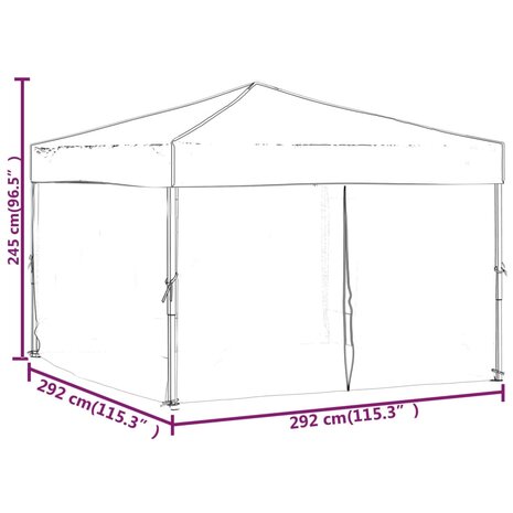 Partytent inklapbaar met zijwanden 3x3 m zwart
