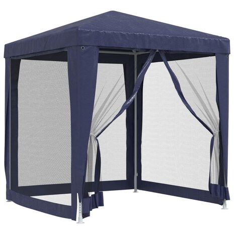 Partytent met 4 mesh zijwanden 2x2 m HDPE blauw