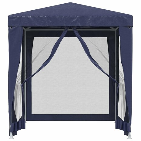 Partytent met 4 mesh zijwanden 2x2 m HDPE blauw