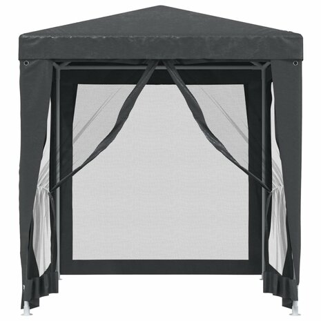 Partytent met 4 mesh zijwanden 2x2 m HDPE antracietkleurig