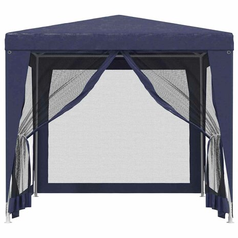 Partytent met 4 mesh zijwanden 2,5x2,5 m HDPE blauw