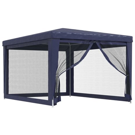 Partytent met 4 mesh zijwanden 3x4 m HDPE blauw