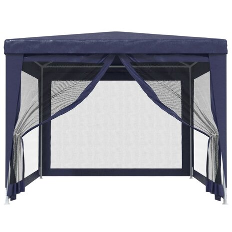 Partytent met 4 mesh zijwanden 3x4 m HDPE blauw