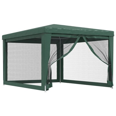 Partytent met 4 mesh zijwanden 3x4 m HDPE groen