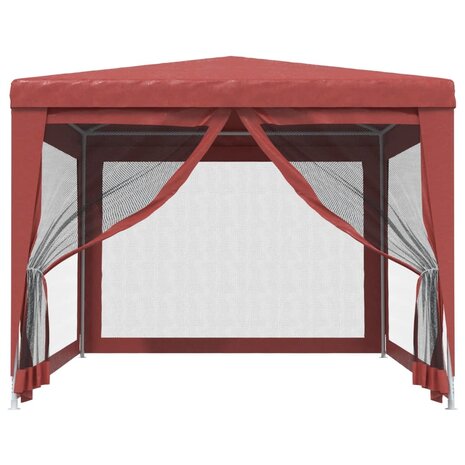 Partytent met 4 mesh zijwanden 3x4 m HDPE rood
