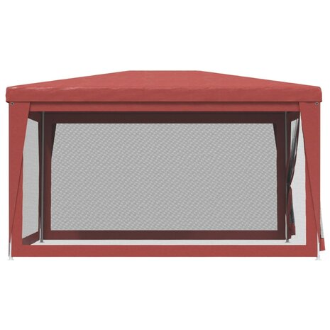 Partytent met 4 mesh zijwanden 3x4 m HDPE rood