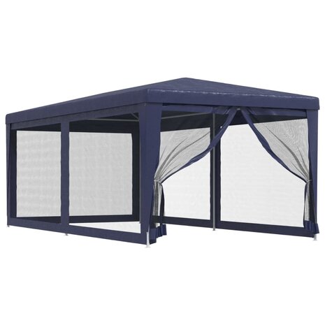 Partytent met 6 mesh zijwanden 3x6 m HDPE blauw