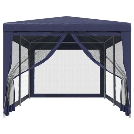 Partytent met 6 mesh zijwanden 3x6 m HDPE blauw