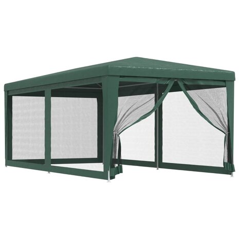 Partytent met 6 mesh zijwanden 3x6 m HDPE groen