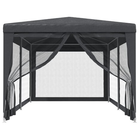Partytent met 6 mesh zijwanden 3x6 m HDPE antracietkleurig