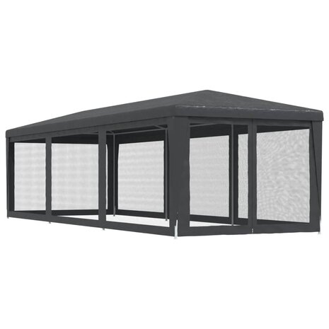 Partytent met 8 mesh zijwanden 3x9 m HDPE antracietkleurig