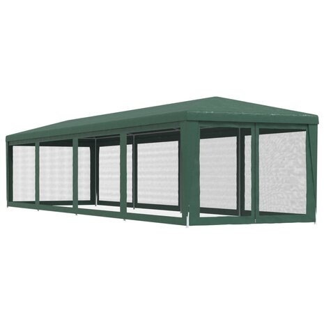 Partytent met 10 mesh zijwanden 3x12 m HDPE groen