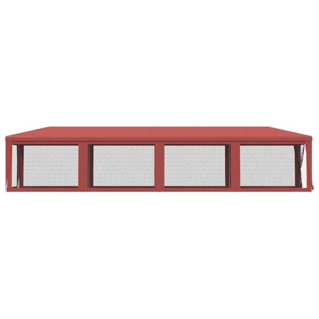 Partytent met 10 mesh zijwanden 3x12 m HDPE rood