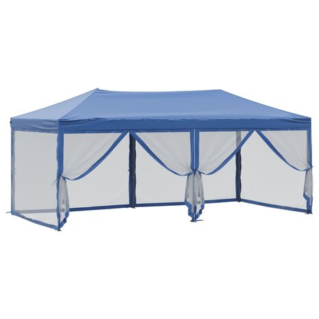 Partytent inklapbaar met zijwanden 3x6 m blauw