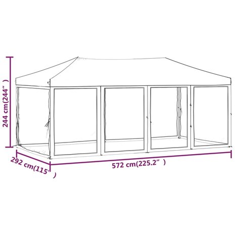 Partytent inklapbaar met zijwanden 3x6 m wit