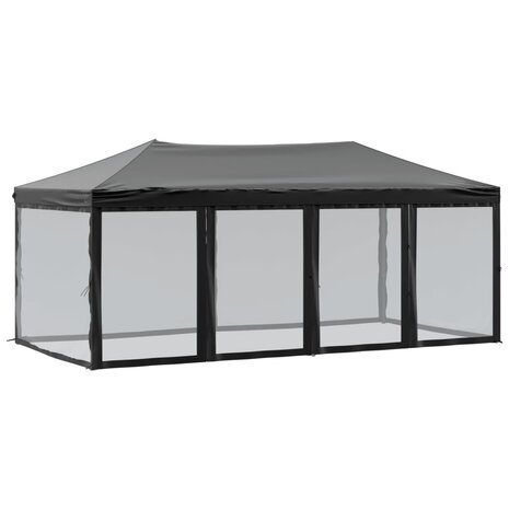 Partytent inklapbaar met zijwanden 3x6 m zwart