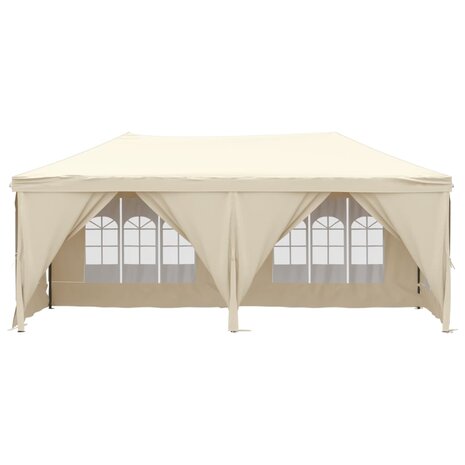 Partytent inklapbaar met zijwanden 3x6 m crèmekleurig