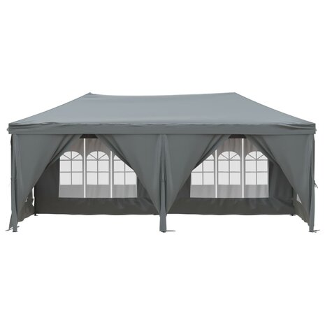 Partytent inklapbaar met zijwanden 3x6 m antracietkleurig
