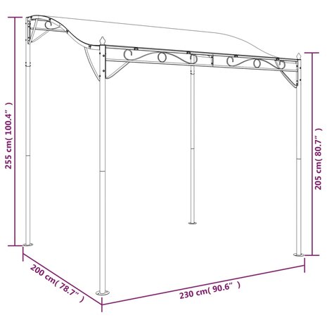 Luifel 2x2,3 m 180 g/m² stof en staal crèmekleurig