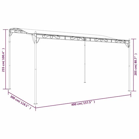Luifel 4x3 m 180 g/m² stof en staal antracietkleurig