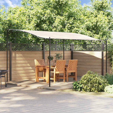 Luifel 4x3 m 180 g/m² stof en staal crèmekleurig