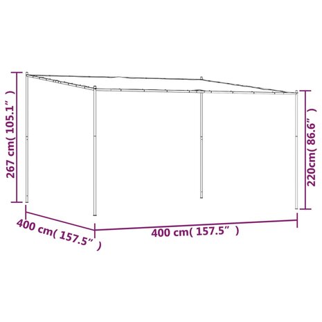 Prieel 4x4 m 180 g/m² stof en staal antracietkleurig