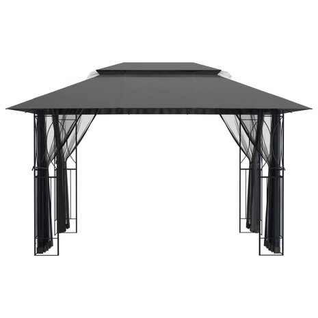 Prieel met zijwanden 400x300x270 cm staal antracietkleurig