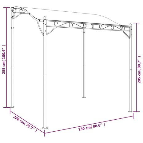 Luifel 2x2,3 m 180 g/m² stof en staal taupe