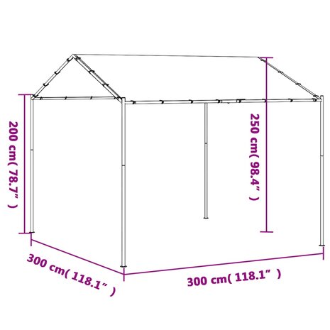 Tuinpaviljoen 3x3 m staal en stof beige