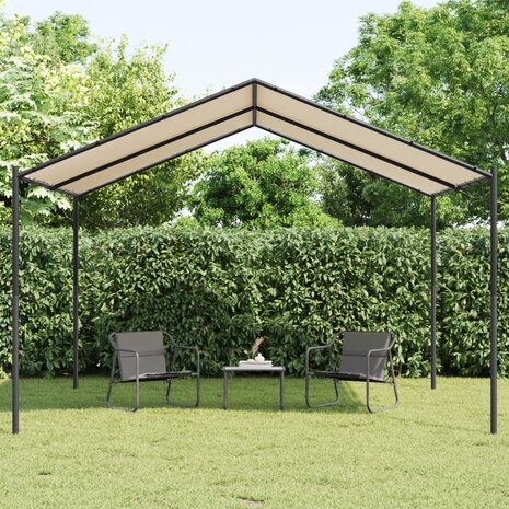 Tuinpaviljoen 4x4 m staal en stof beige