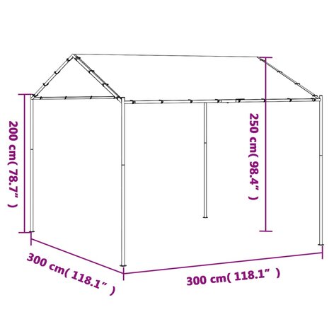 Tuinpaviljoen 3x3 m staal en stof antracietkleurig