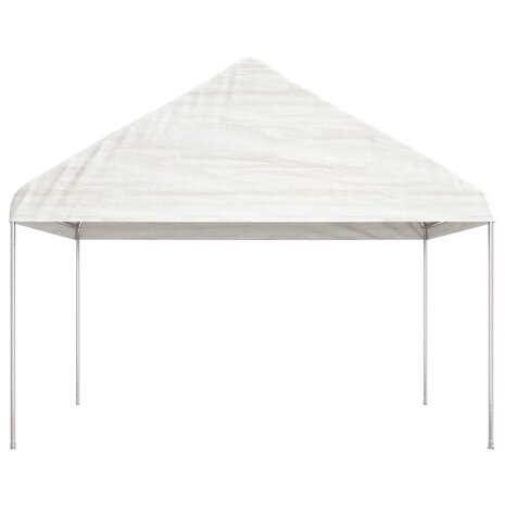Prieel met dak 4,46x4,08x3,22 m polyetheen wit