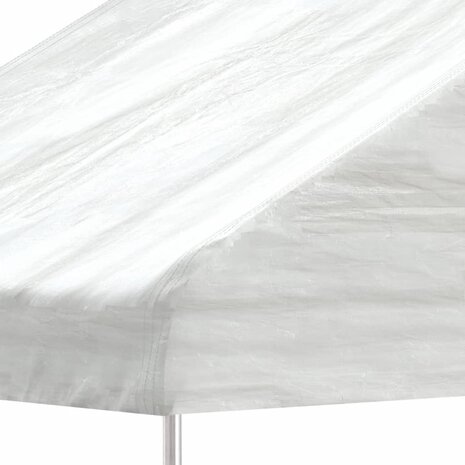 Prieel met dak 4,46x4,08x3,22 m polyetheen wit