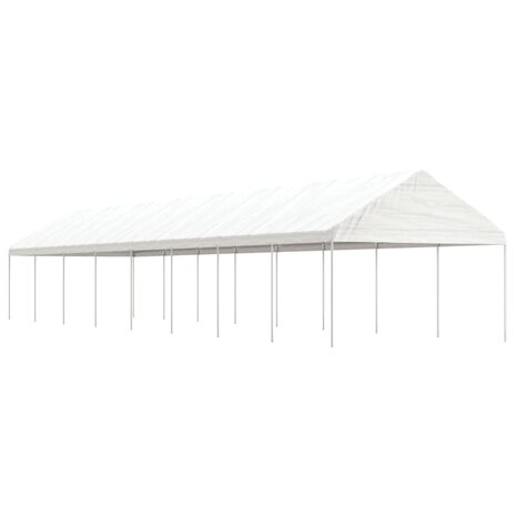 Prieel met dak 17,84x4,08x3,22 m polyetheen wit
