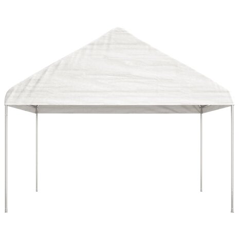 Prieel met dak 17,84x4,08x3,22 m polyetheen wit