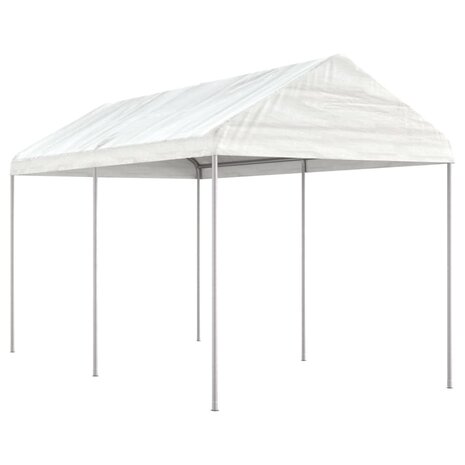 Prieel met dak 4,46x2,28x2,69 m polyetheen wit