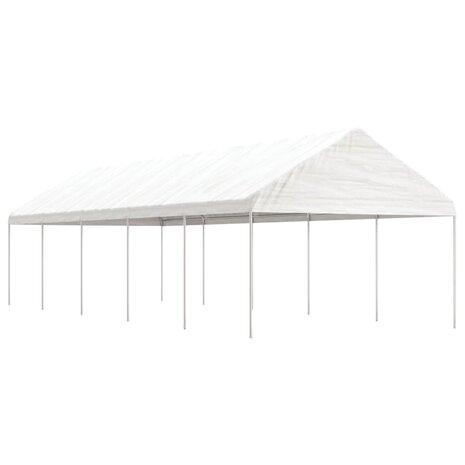 Prieel met dak 11,15x4,08x3,22 m polyetheen wit