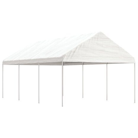 Prieel met dak 6,69x4,08x3,22 m polyetheen wit