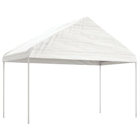 Prieel met dak 6,69x4,08x3,22 m polyetheen wit