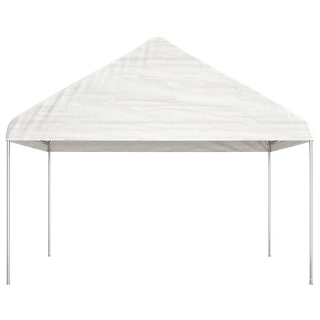 Prieel met dak 6,69x4,08x3,22 m polyetheen wit