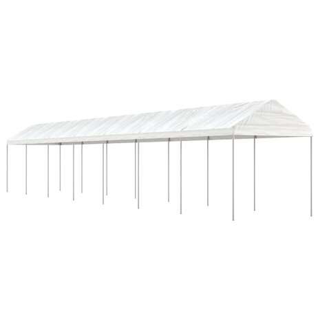 Prieel met dak 15,61x2,28x2,69 m polyetheen wit