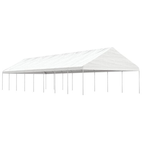 Prieel met dak 17,84x5,88x3,75 m polyetheen wit