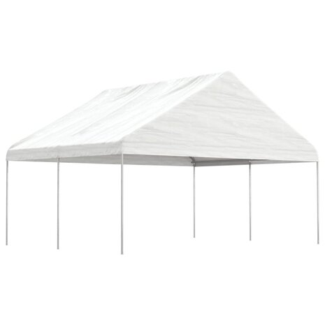 Prieel met dak 4,46x5,88x3,75 m polyetheen wit